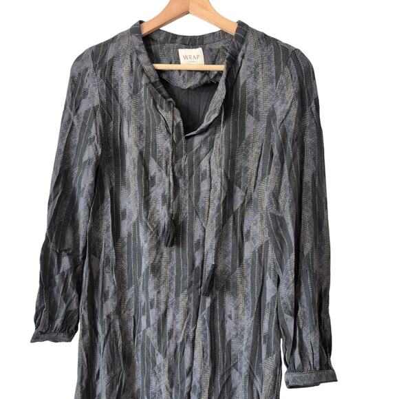 Wrap London Shift Dress US 2 Viscose Gray Blue Long Sleeve Pull On Lagenlook - Picture 3 of 8